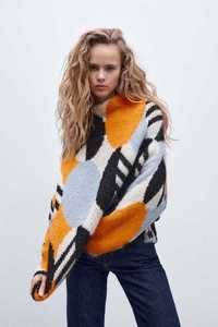 Шикарный массивный тёплый мягенький разноцветный свитер Zara S