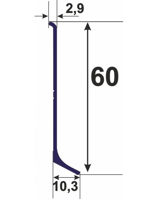 Плоский чорний алюмінієвий плінтус Best Deal 3/60, 2,5 м накладний