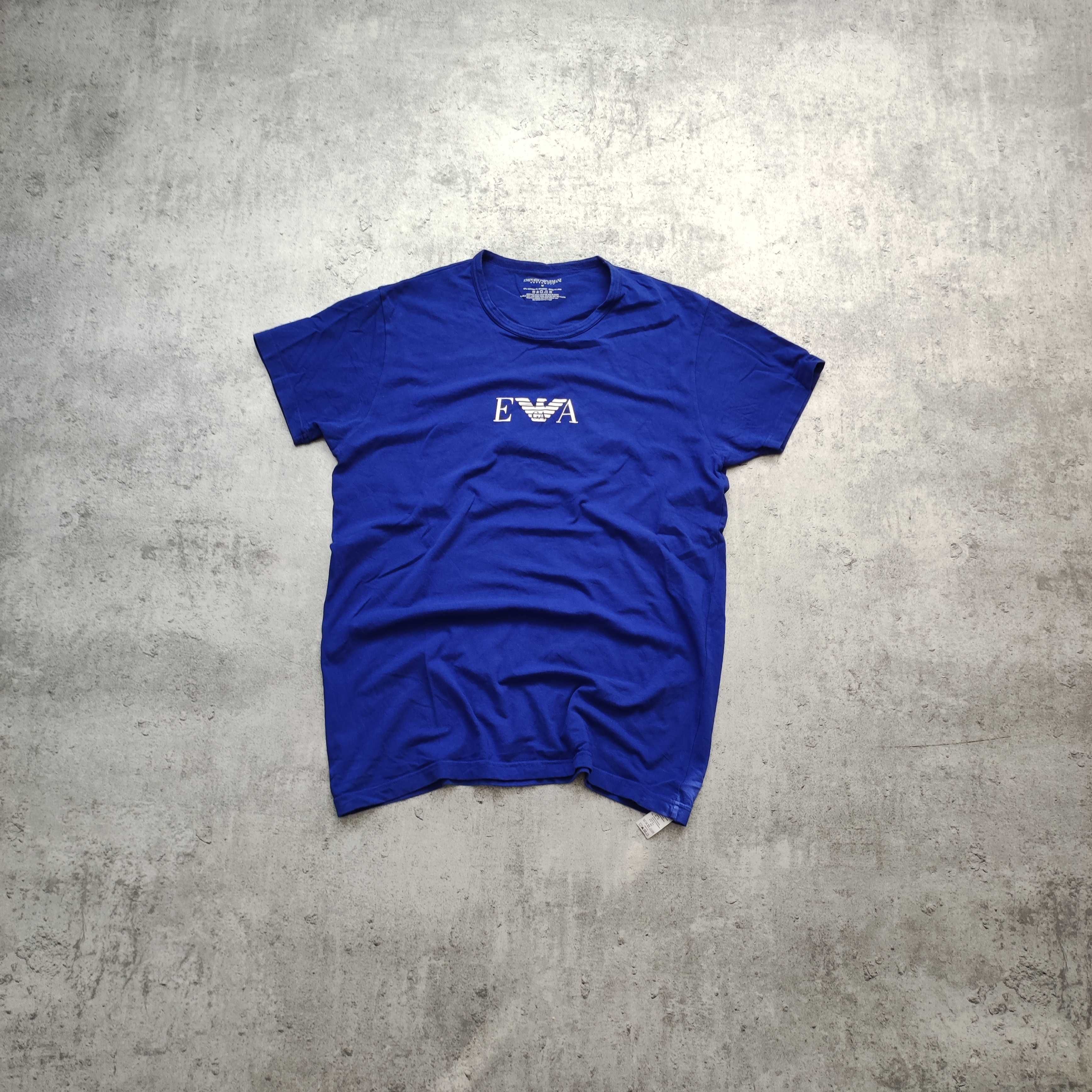 MĘSKA PREMIUM Koszulka Granat Logo Elastyczna Emporio Armani Ea7