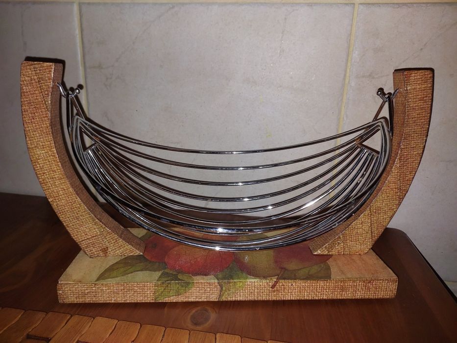 Koszyk kosz na owoce Decoupage bujany kosz metalowy hustawka