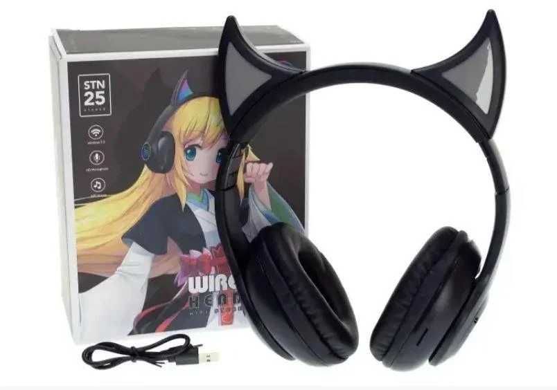 Дитячі навушники Bluetooth Cat STN-25 вушка сатани з RGB підсвіткою