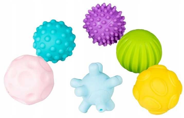 Piłeczki sensoryczne piłki kolorowe zestaw 6 sztuk SMILY PLAY