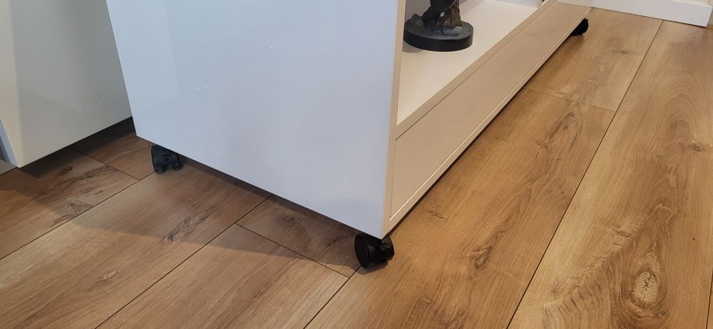 Szafka RTV 110x45x65 Biały połysk Kółka,  Nie marketowa!