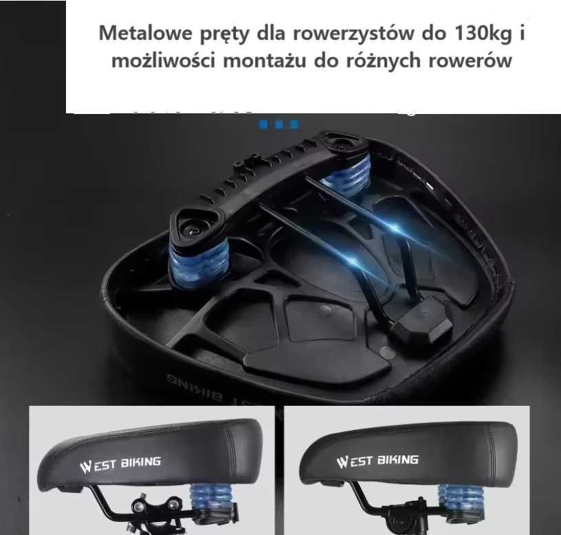Siodełko rowerowe wygodne duże bez noska anatomiczne