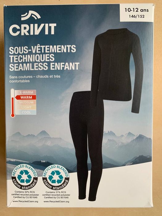 Термобелье 134/140 146/152 Crivit термобілизна термо черное