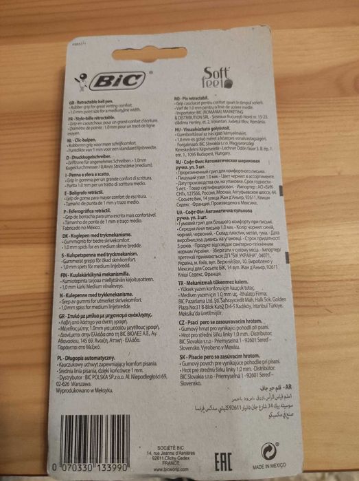Długopisy BIC soft feel