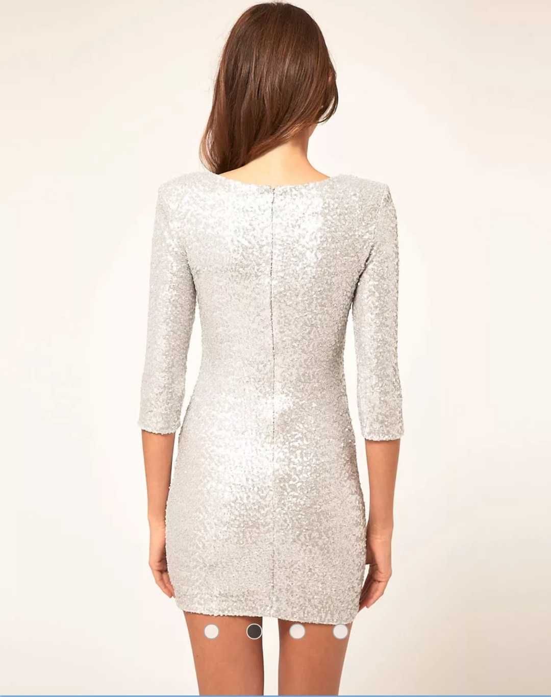 Piękna srebrna sukienka TFNC London wesele sylwester r. M/L