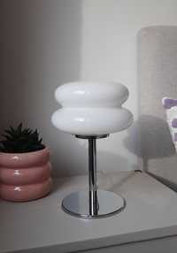 Lampa lampka stołowa led szklany klosz retro vintage lata 70 chrom szk
