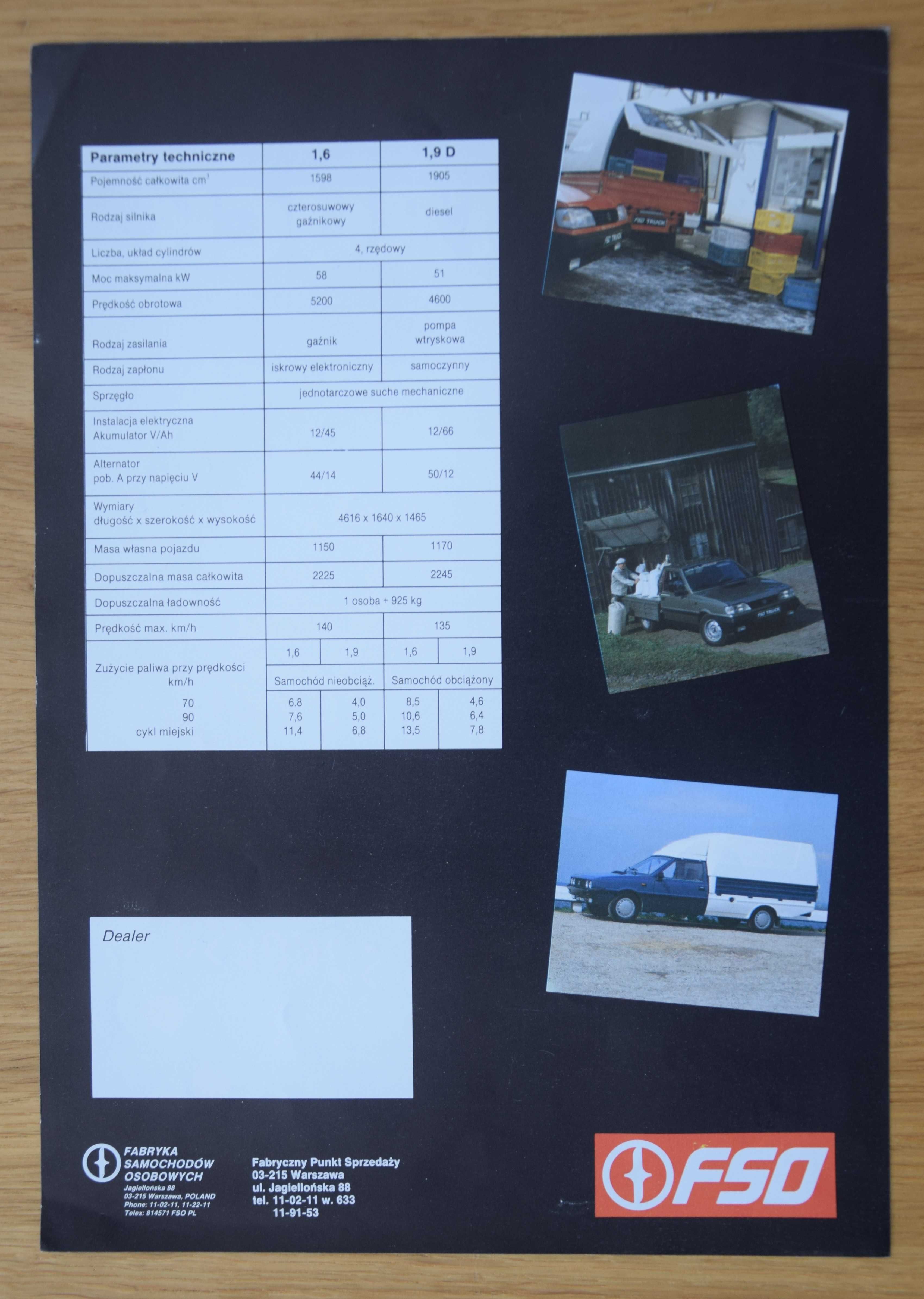 Prospekt folder FSO POLONEZ Truck
