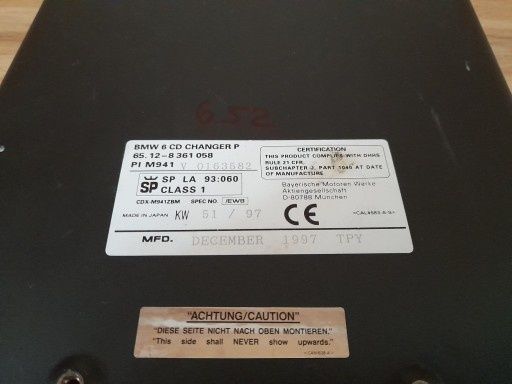 Zmieniarka na 6 CD BMW CDX-M941ZBM - e31 e32 e34 e36 e38