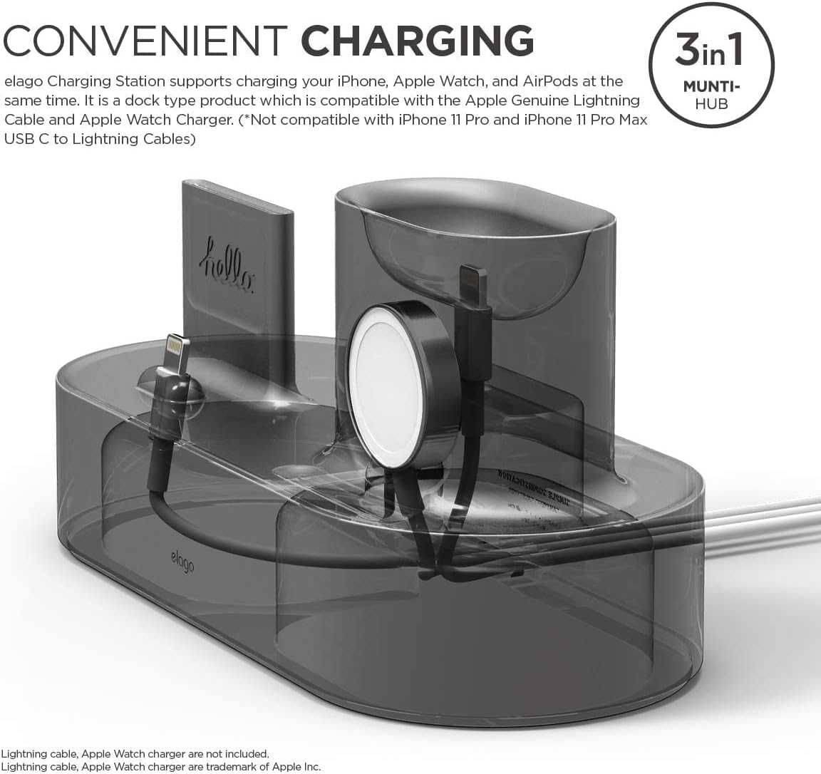 Suporte carregamento elago 3 em 1 para iPhone e Apple watch