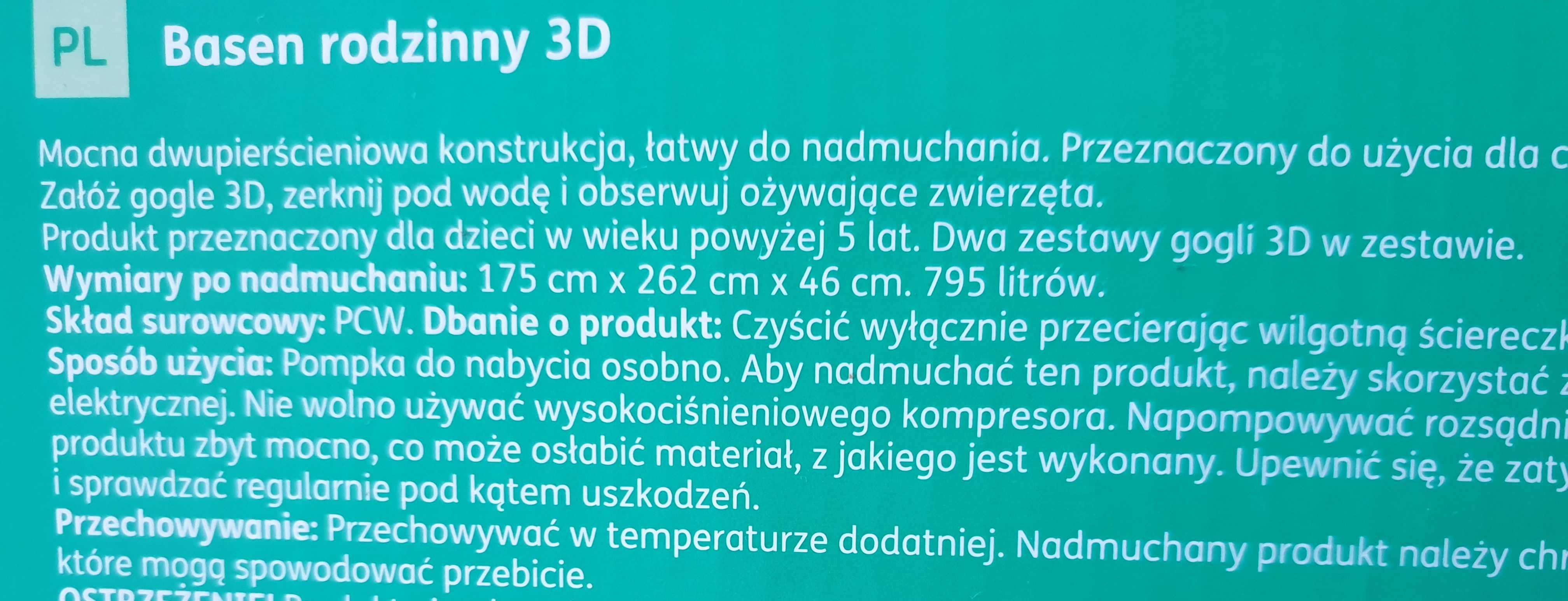 NOWY basen 3D. Gogle 3D w zestawie (2pary)