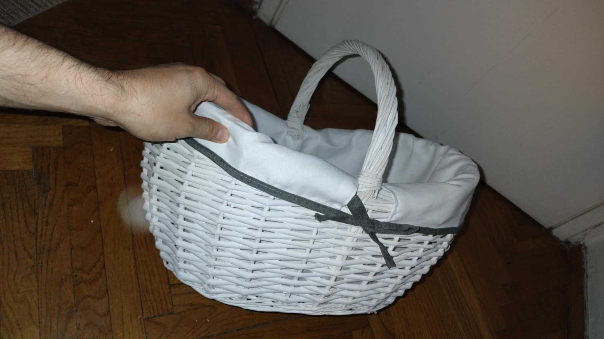 Kosz z wikliny w kolorze białym (wesele, prezent)