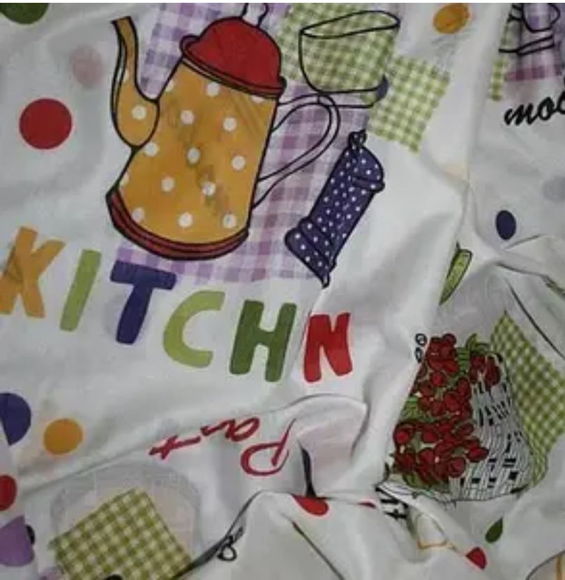 Відріз для кухоної фіранки Kitchen льон білий T-893