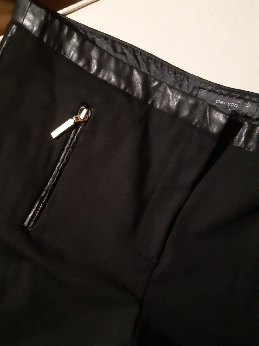 Per Una nowe spodnie elegant styl black elastic skóra r 14 i L/ 40-42