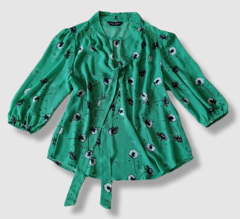 Dorothy Perkins wizytowa bluzka zielona z wiązaniem pod szyją 18/ 46