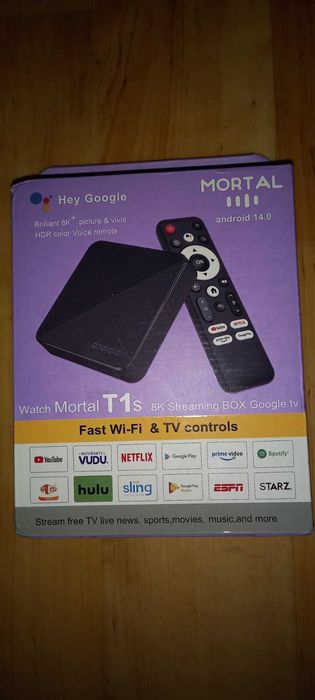 ТВ-приставка Mortal T1S 2/16GB Android14+Пульт с голосовым управлением
