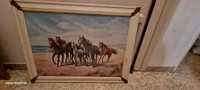 Quadro pintura de cavalos comprimento 80,50cm altura 60,50cm