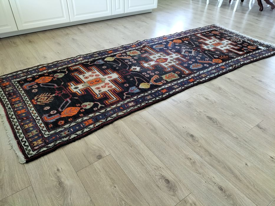 Niespotykany wełniany ręcznie tkany Irański chodnik 100x275cm