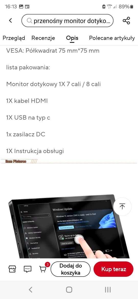 Monitor 7 cali led nowy