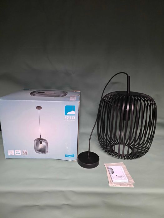Lampa wisząca żyrandol metalowy czarny klosz Eglo Romazzina