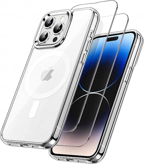 Etui Magnetyczne iPhone 14 Pro 6,1" x2 Szkło Hartowane JETech Przezroc