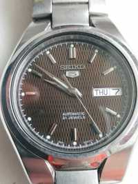 Brązowy zegarek Seiko 5 automatyczny mechaniczny Omega Bulova Orient