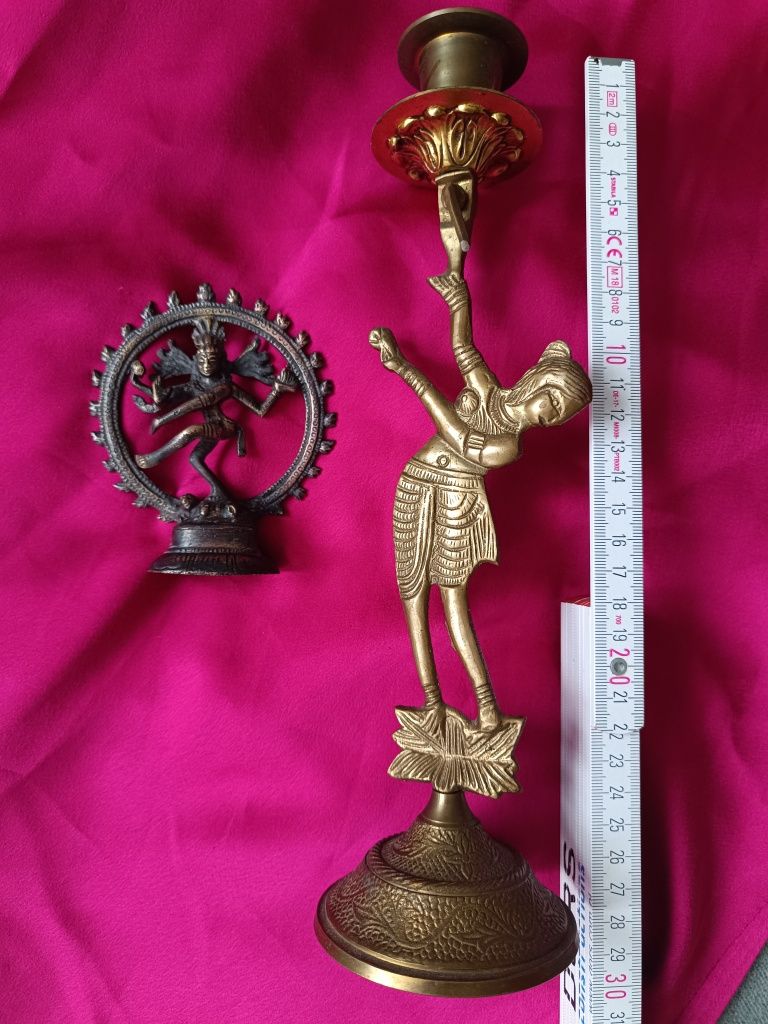 Figurka Tańczący Siva BRASS SHIVA NATARAJA mosiądz + świecznik Indie