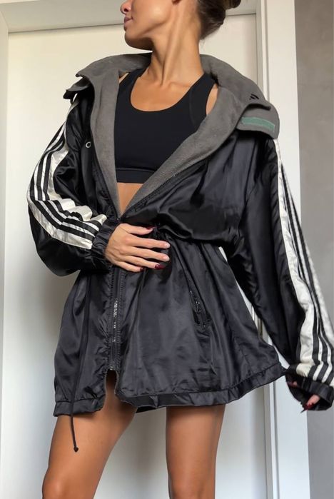 Парка вінтаж рідкісна плащ куртка капюшон довга шерпа adidas оригінал