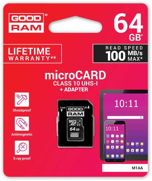 Karta Pamięci microSD GOODRAM CL10 64GB + ADAPTER 100MB Toruń