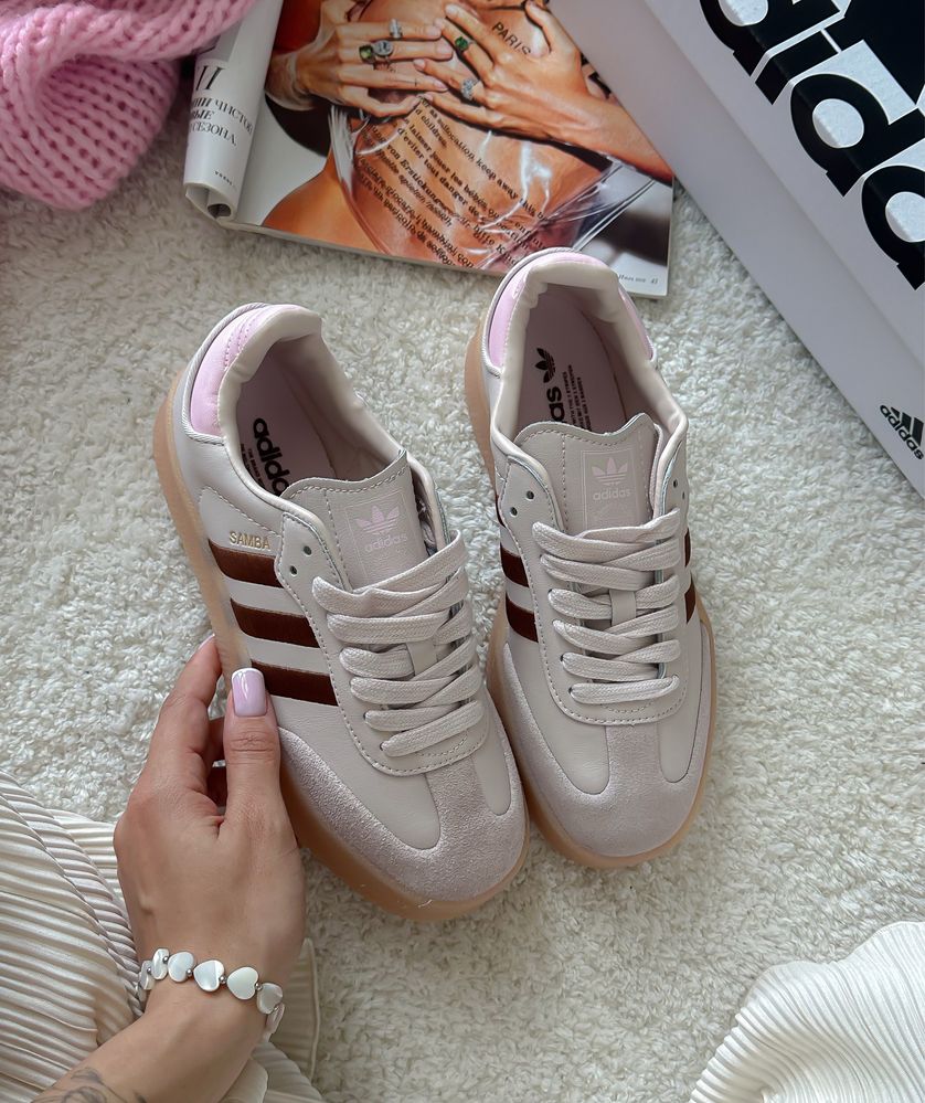 БЕЗ ПЕРЕДОПЛАТ‼️ Жіночі кросівки Adidas Samba Platform Beige самба