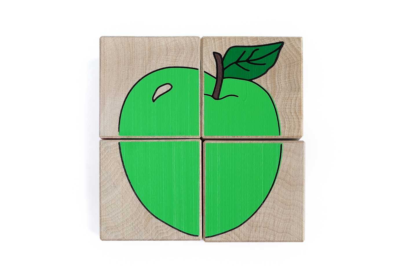 Drewniane klocki Titusia puzzle obrazki Owoce i Jagody z drewna