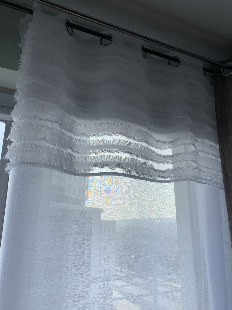 Firany 2szt 140x260 białe frędzelki boho