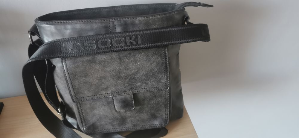 Listonoszka męska, skóra, stan idealny, Lasocki