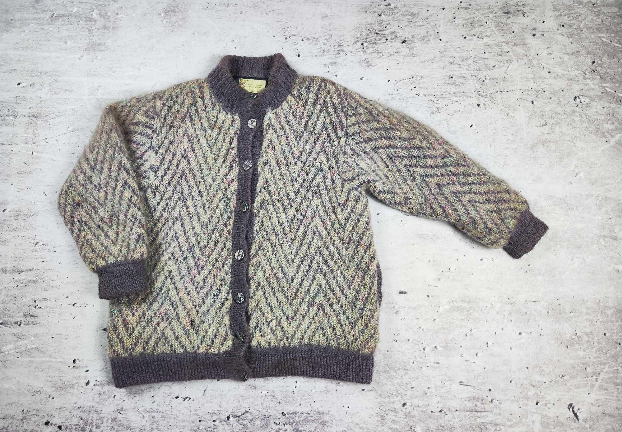 Vintage sweter wełniany kardigan wełna moher scotland Richmond r. M
