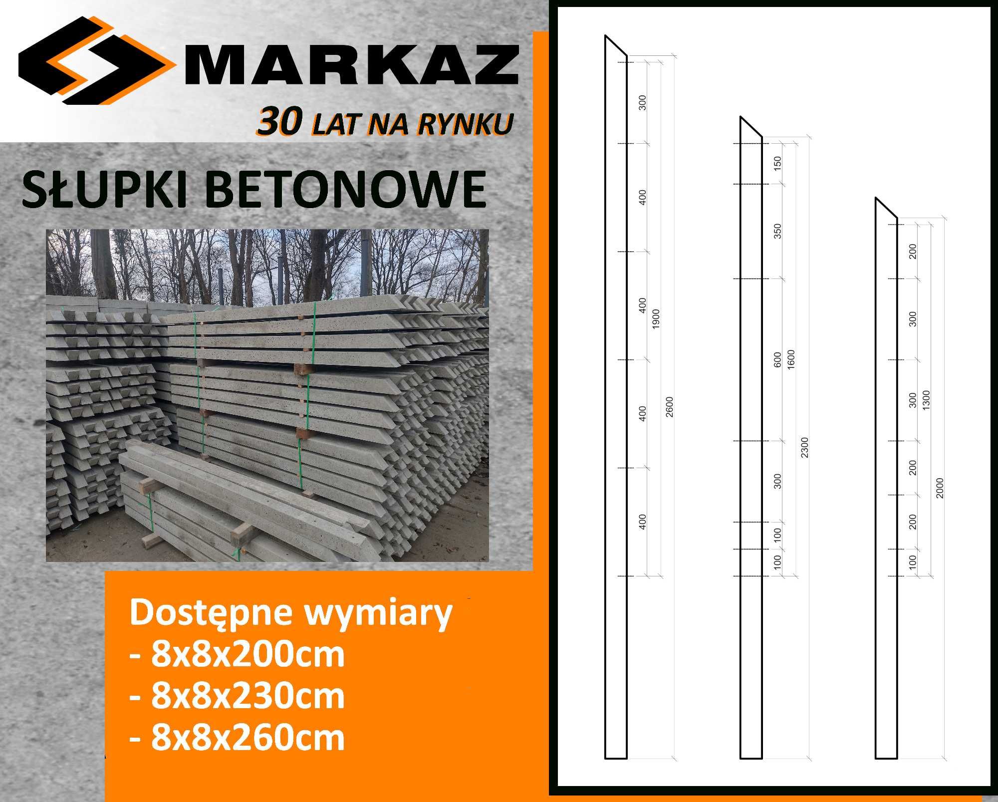 Słupki betonowe 2,0m / Słupki do siatki leśnej 2,0m / PRODUCENT