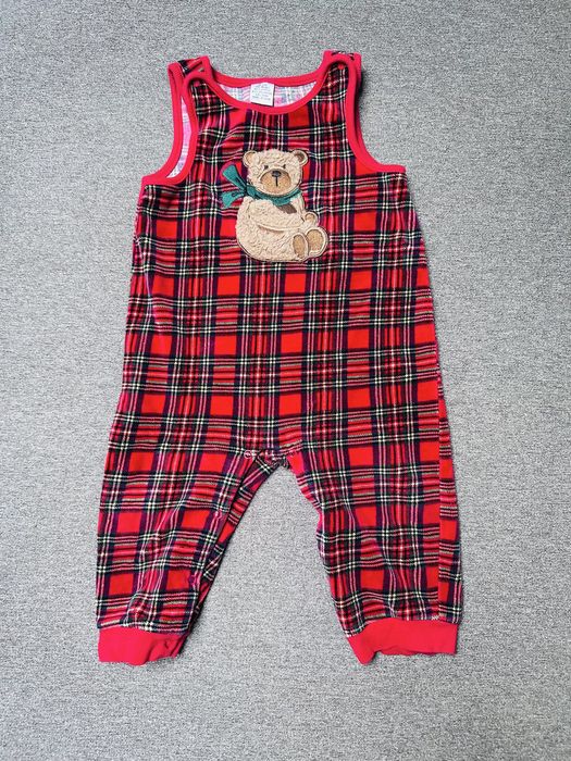 Spodnie świąteczne na szelki ogrodniczki 12msc 80cm jak welurowe misio