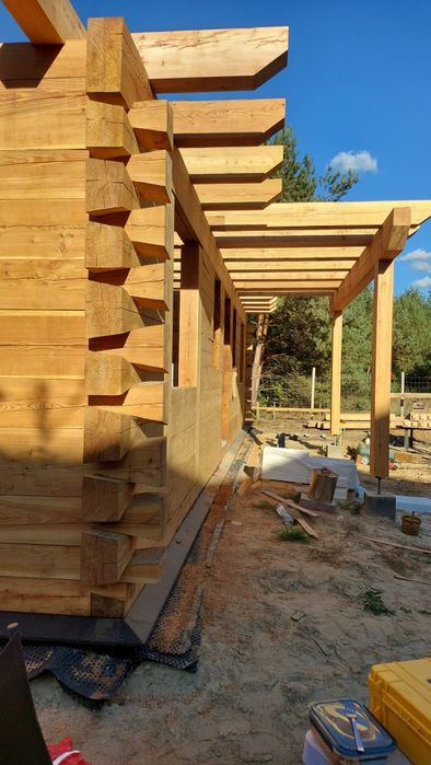 Dom drewniany z bali bala płaza na zgłoszenie bez pozwolenia 35m 70m