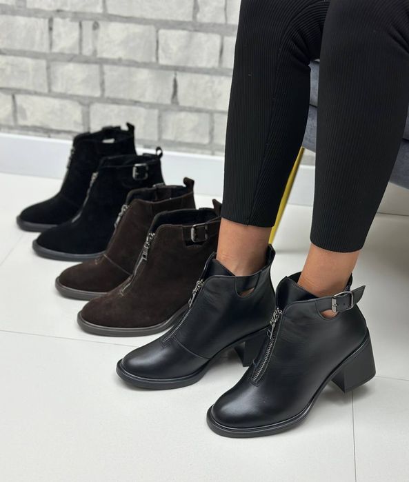 Жіночі шкіряні демісезонні черевики в кольорах