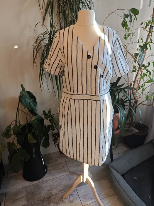 Lniana sukienka 55% len 45% bawełna s.oliwier linen kieszenie w paski