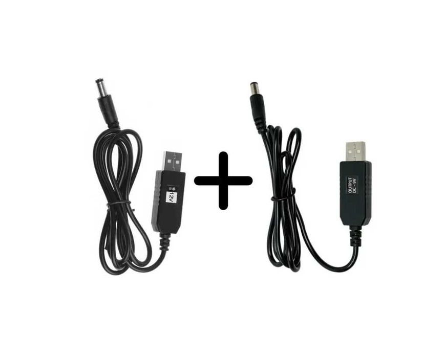 Комплект из 2-х кабелей для роутера от повербанка на 9V и 12V