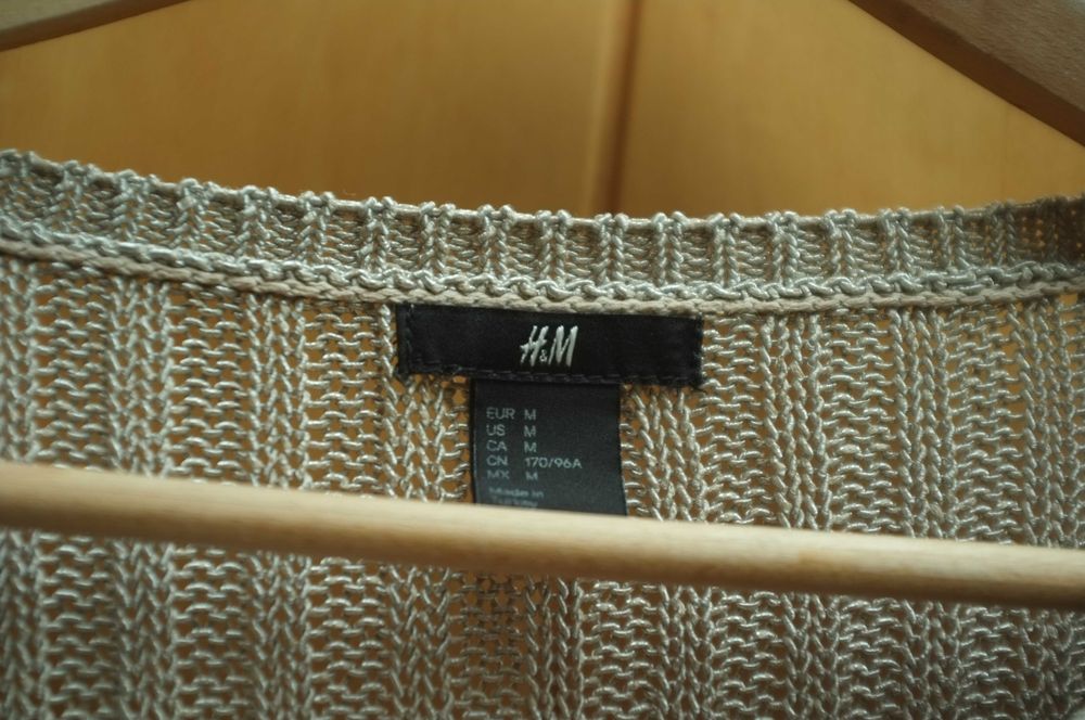 dziergana beżowa lejąca bluzka crochet H&M ażurowa sweterek lekki