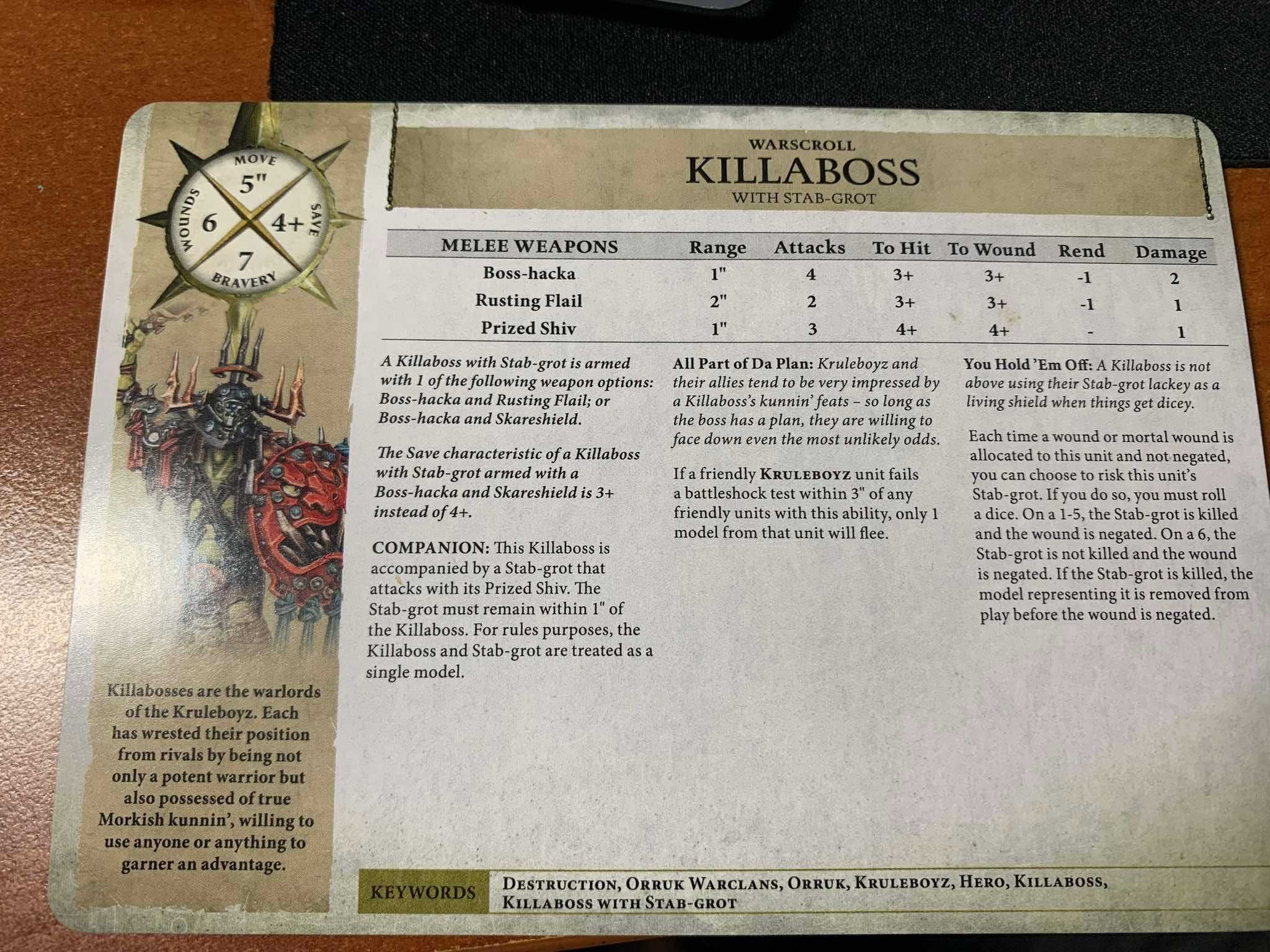 Warhammer AoS Killaboss with stab grot+ war scroll