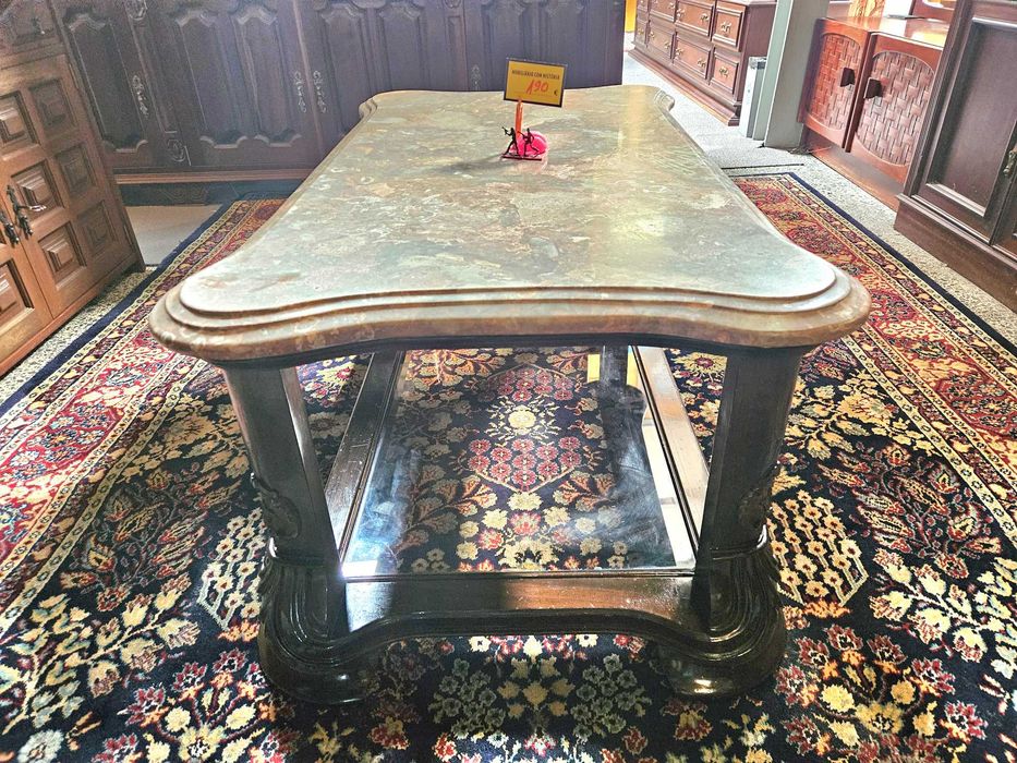 Mesa de centro em madeira com pedra e vidro - óptimo estado gera