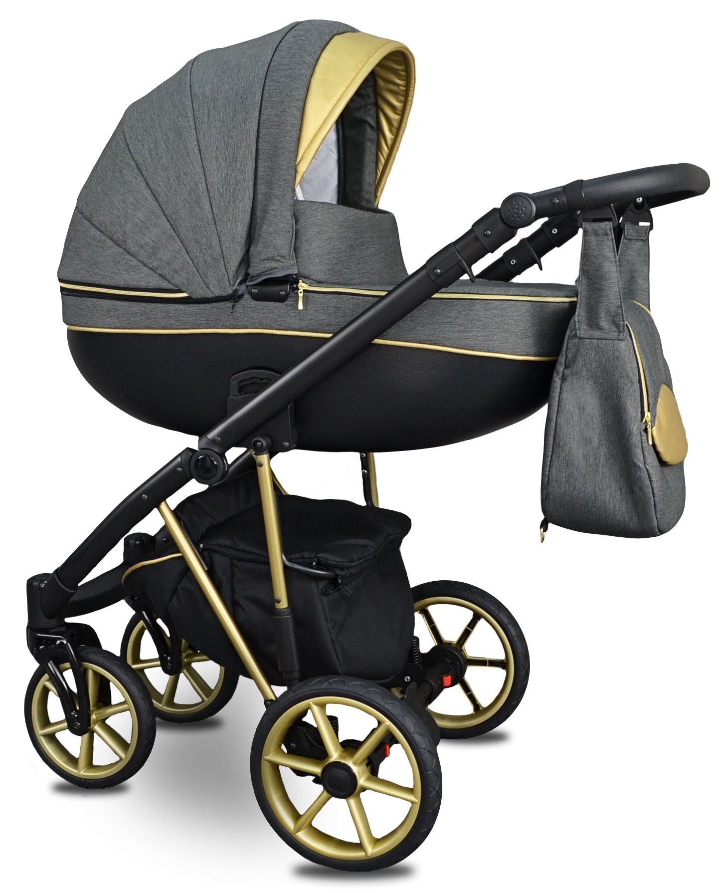 NOWY Złoty Wózek Dziecięcy Fabero Gold 4w1 Fotelik Baza Isofix +++