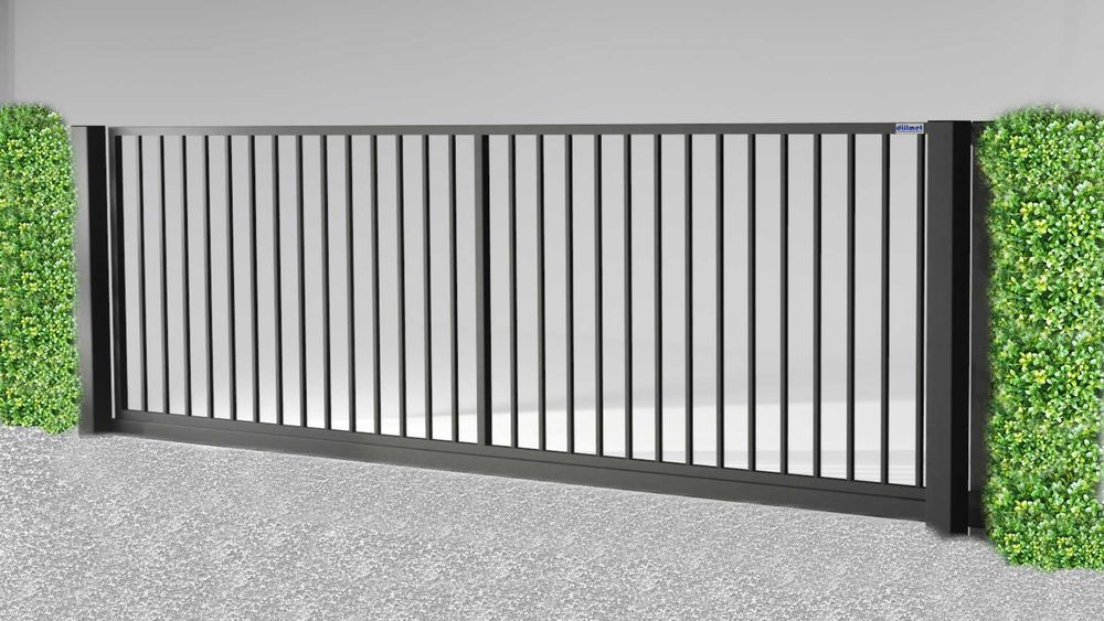 Brama przesuwna palisadowa | Bramy nowoczesne | Ogrodzenie frontowe