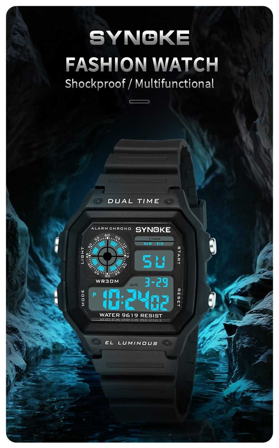 Zegarek elektroniczny Synoke cyfrowy datownik alarm stoper sportowy
