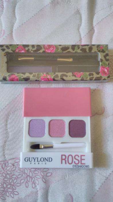 Lote de 2 sombras Roxo e Preto e 3 sombras Rosa e Castanho + Pincel