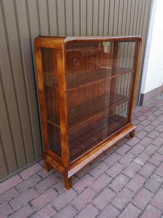 Witryna Serwantka Biblioteka ART-DECO Orzech Stara Antyk Po Renowacji.