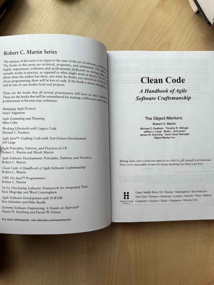 Книга Clean code Robert C Martin Series